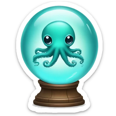 crystal ball with turquoise cute little octopus sticker