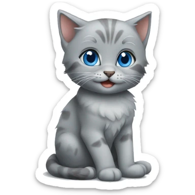 blue eyes grey kitten happy birthday  sticker