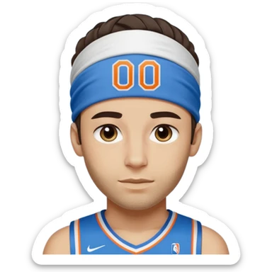 Shai Gilgous alexanderd wearing his okc blue jersey with number two with his blue headband on sticker