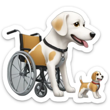 Chien blanc et personne en fauteuil roulant sticker