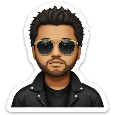 the weeknd looking off to the side with sunglasses and lights reflecting off them during after hours era sticker