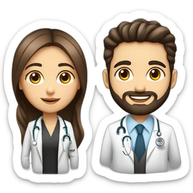 Beauty Jewish girl with ophthalmology Doctor tall Arabic boy with beard sticker