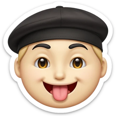 



Emoji face with a black cap turned backwards

Winking with the left eye

Sticking out tongue playfully

Smiling with a mischievous expression


 sticker