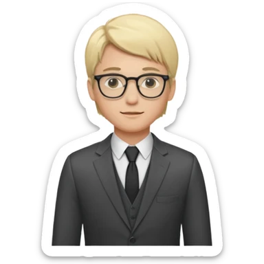 Light-haired man, with fair skin, dressed in a suit, young, with glasses, a trader, half-length shot sticker