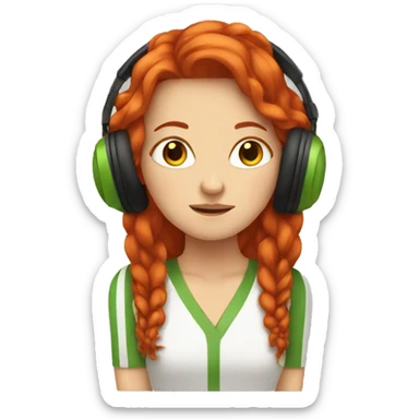 red headed white girl listening to reggae sticker