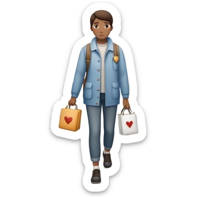 The image shows a person walking across a foggy bridge, a personal journey. The atmosphere is calm and introspective, with soft, emotional tones. In their hands, they carry symbolic tools labeled “Compassion” and “Forgiveness,” suggesting healing after emotional pain-- hearts sticker