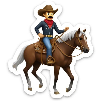 cowboy with mustache riding a horse sticker