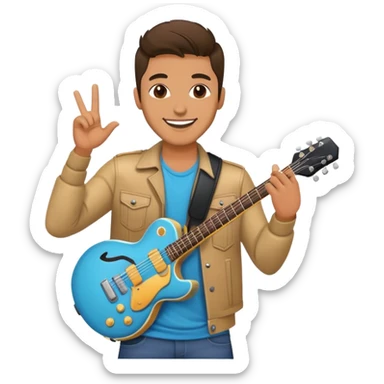 Happy Rock Pop Music Male Musician in his 30s dressed with trendy style sticker