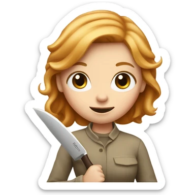 Strawberry blonde girl holding a knife sticker