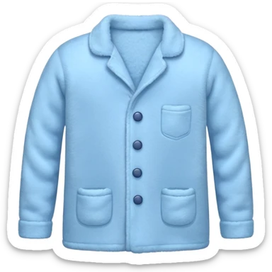 emoji of an isolated cozy pajama top made of fluffy fleece fabric, super soft plush texture, light grey with pastel blue tint, button-down long sleeves, neatly folded flat-lay, no person, no body, no mannequin, warm winter pajama mood, soft shadows sticker