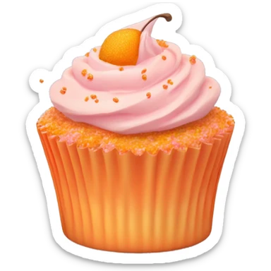 realistic cupcake with light pink frosting and light orange cupcake wrapper and peach sprinkles and orange sugar sprinkles… no fruit on top of cupcake sticker