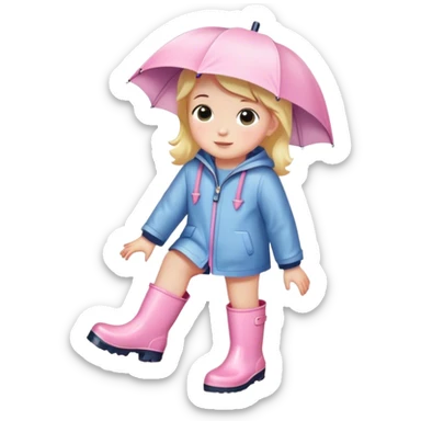 Kids light pink rain boots in puddle sticker