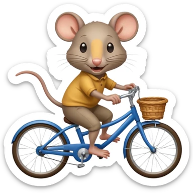 Rata manejando bicicleta con sonrisa pícara sticker