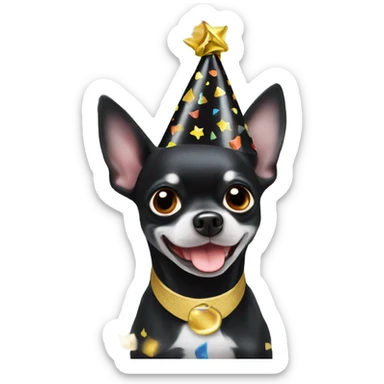 Black chihuahua party hat confetti  sticker