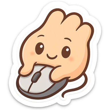 friendly cartoon chibi style hand on computer mouse sticker