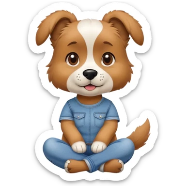 female dog anthropomorphised wearing jeans and a t-shirt sitting pose sticker