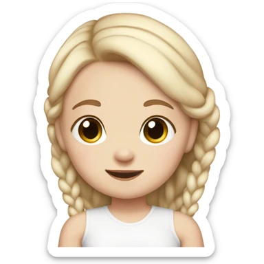pale white toddler girl with brown straight pigtails and big black eyes  sticker