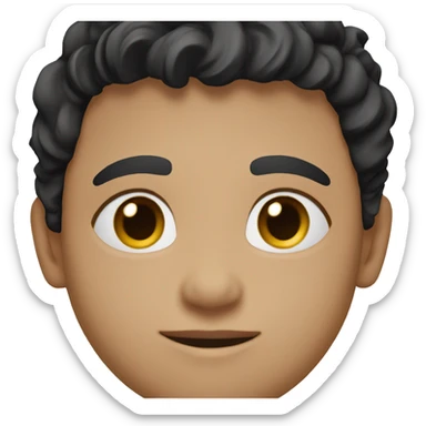 Make a boy fair skin that has afghan features with a black shirt and little purple details sticker