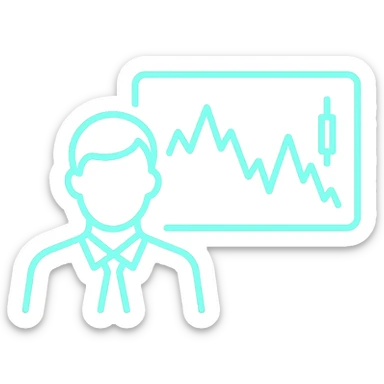 minimalist neon icon of a trader watching a volatile stock chart, color #0BD794, glowing lines sticker