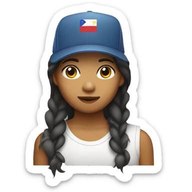 Filipino girl with a mullet in a trucker hat emoji sticker