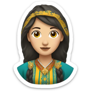 A woman in a national Kazakh costume sticker