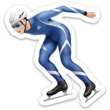 An icon showing a speed skater gliding at full speed on a polished ice rink, leaning into a sharp turn. The background features cheering crowds, icy curves, and distant snow-covered mountains. Transparent background highlights the precision, power, and grace of speed skating. sticker