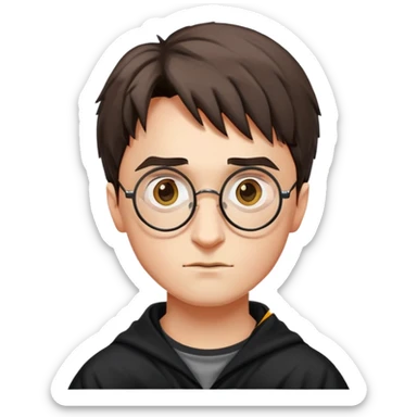 Harry Potter with round glasses and lightning scar sticker