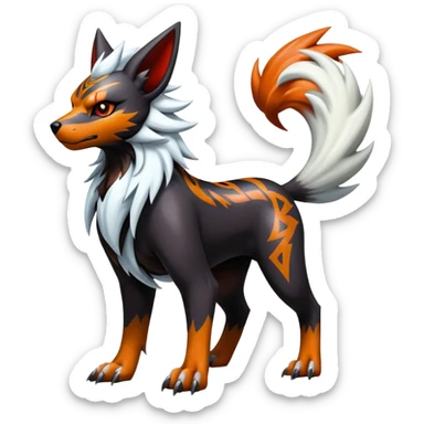 Shiny Gothic Exotic Punk’ish Cool Colorful Epic Futuristic Houndoom-Arcanine-Zorua-Torracat-Pokémon-Fakémon-hybrid-creature sticker
