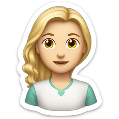 Familia caucasica, madre morena, padre rubio, hija rubia, hija rubia, hijo rubio sticker