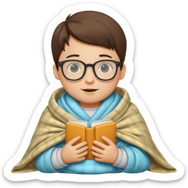 boy child with glasses with tucked blanket sticker