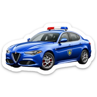 crea auto di servzio alfa romeo giulia tutta blu scuro quasi nero con la scritta sul lato polizia penitenziaria  sticker