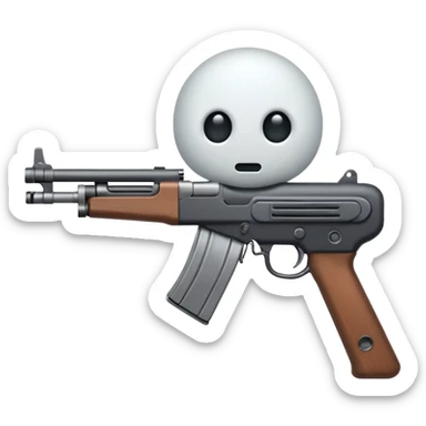 Fantasmas con un fusil moderno y haciendo haciendo en en forma de ✌️ con los dedos sticker