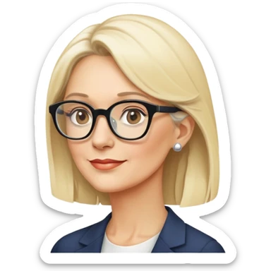 side profile of an attractive older blonde woman with glasses, elegant look sticker