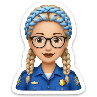 happy woman police with braided hair wearing glasses  sticker