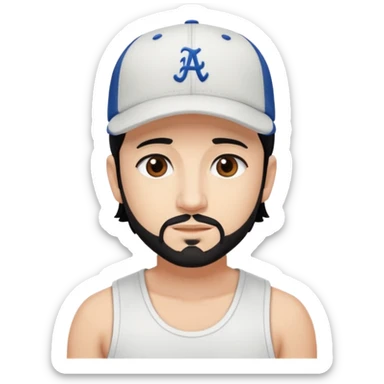 AJ McLean brown eyes, black hair, white tank top and hat sticker