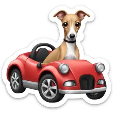 Italian Greyhound driving a sports car sticker