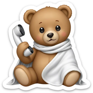 teddy bear cozy in blanket phone call sticker