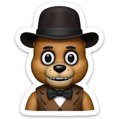 Freddy Fazbear with black and tiny hat from Five Nights At Freddy's Movie sticker