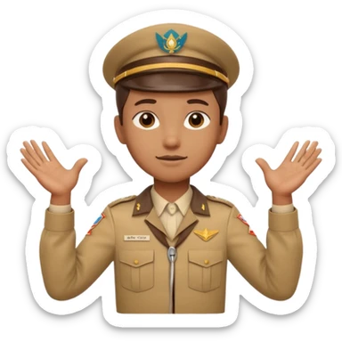 “Emoji-style person in a scout uniform making a balancing gesture with both hands sticker