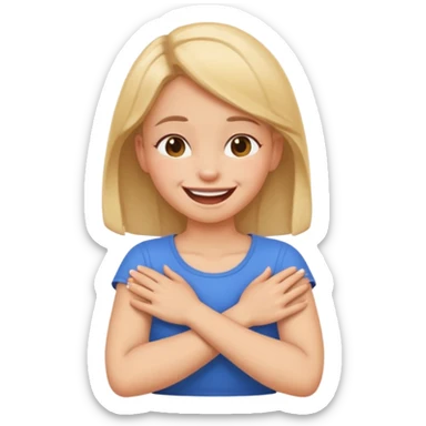 Arms crossed holding neck laughing girl sticker