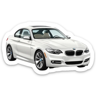 fancy white BMW car driving towards right side sticker