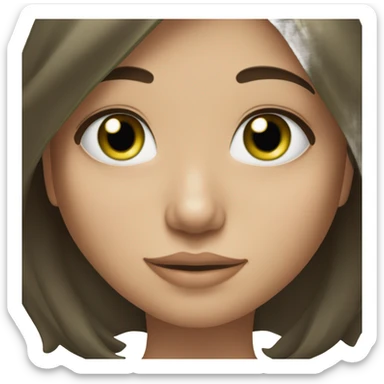 Brunette girl with long wavy hair and straight fringe, with green eyes sticker