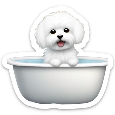 Maltese bichon in the bathtub sticker