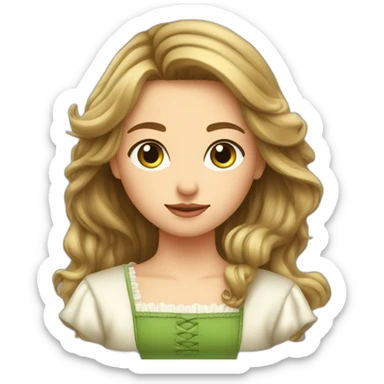 fille châtain cheveux long raide peau claire yeux verts sticker