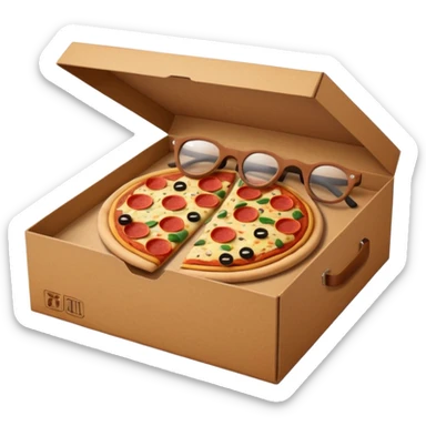 pizza take-out box with glassess  sticker