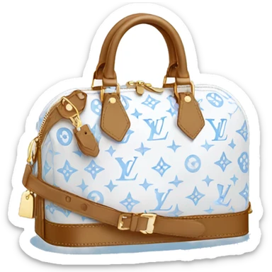 White Designer Louis Vuitton bag with baby blue monogram  sticker