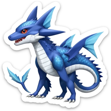 Sergal-Sharpedo-Garchomp-Nargacuga-Silvally-Vaporeon-fusion-hybrid-creature, full body sticker