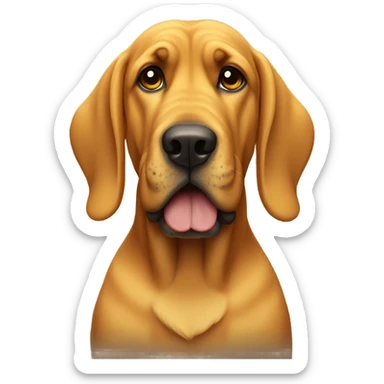 A yellow bloodhound with his paw in the air. sticker