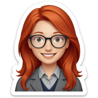 Profesora joven de fotografía, sonrriente cabello rojizo y de pelo largo  sticker