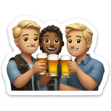 3 friends drinking beer sticker